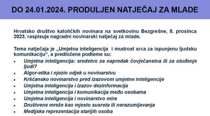 Produljen Natječaj za mlade 2023./2024.